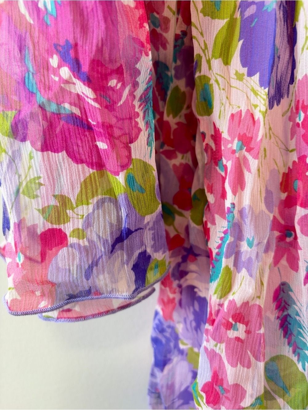 BETSEY JOHNSON VINTAGE 100% SILK FLORAL CHIFFON DRESS Size S - Picture 7 of 10